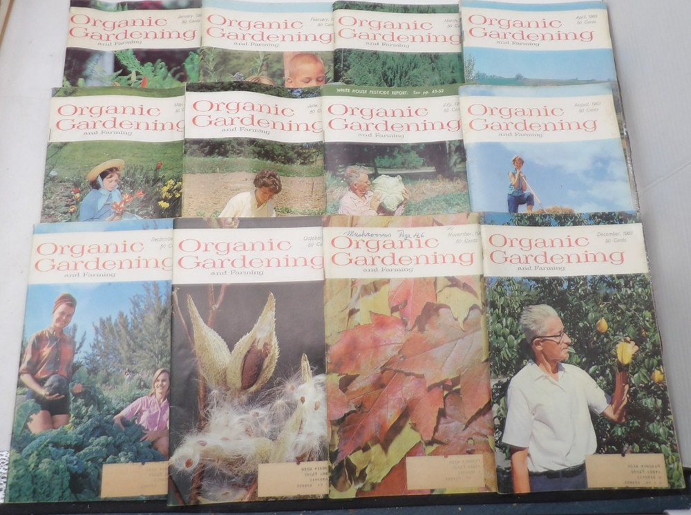 Lot of 12 Vintage Organic Gardening and Farming Magazines 1963 January-December