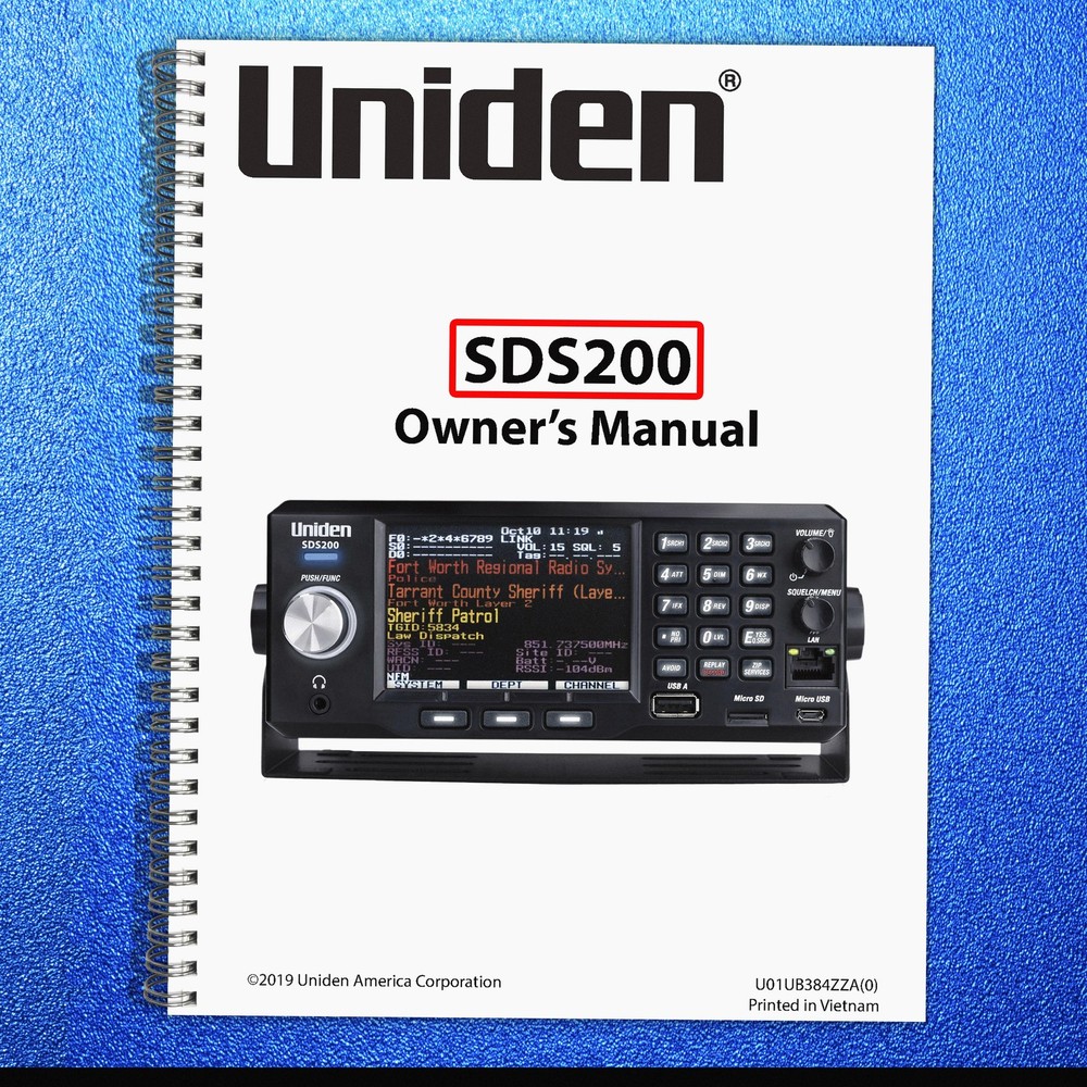 UNIDEN SDS200 Instructions Operating User Manual Guide – TOUGH SPIRAL BINDING
