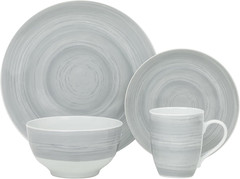 Elegant 16-Piece Grey Stone Dinner Set for Stylish Dining