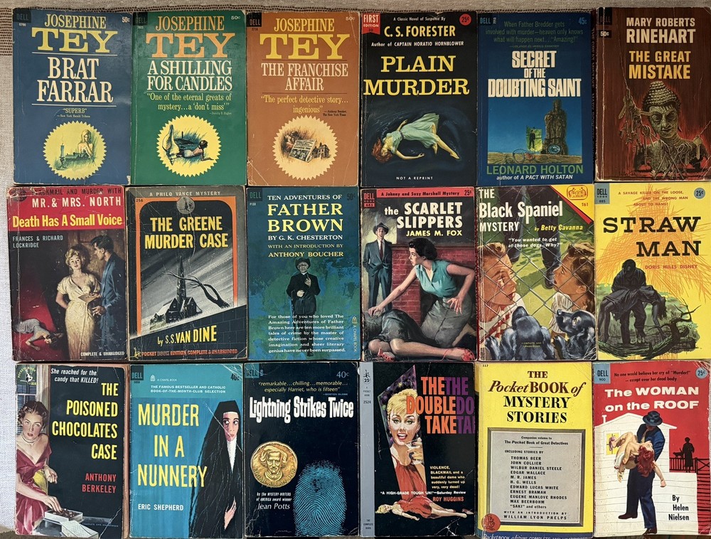 Lot of 18 Vintage Mystery Paperbacks, Josephing Tey, more 40-60s