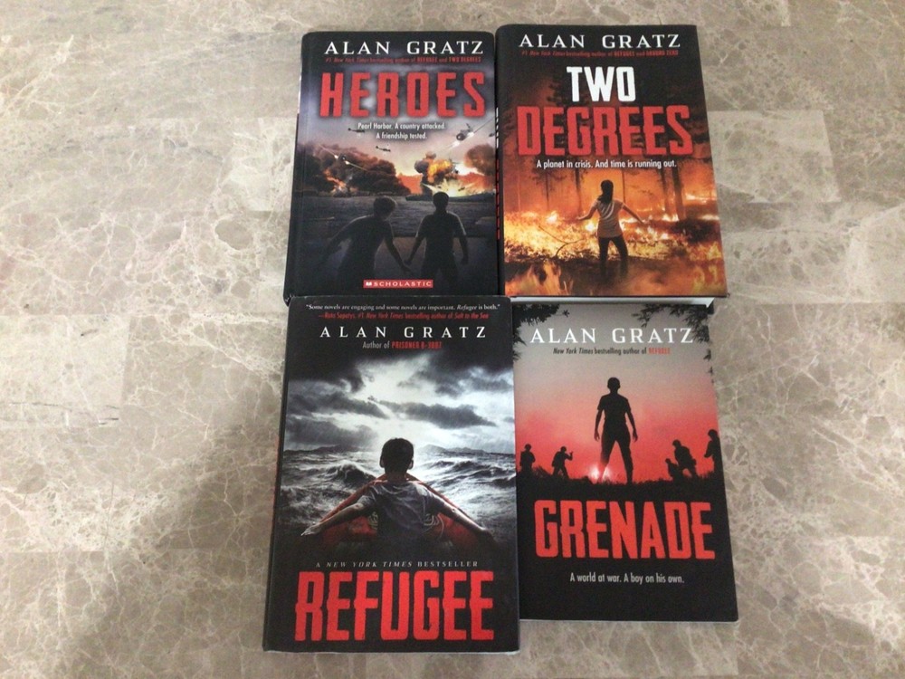 Lot Of 4 Alan Gratz Books Heroes Refugee Two Degrees Grenade