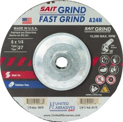 United Abrasives SAIT 20178 6×5/8-11 A24N Fast Metal Grinding Wheels 10 pack