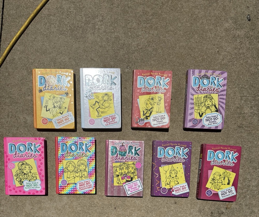 Lot Of 9 Dork Diaries Books By Rachel Renee Russell – 8 Hardcover, 1 Paperback