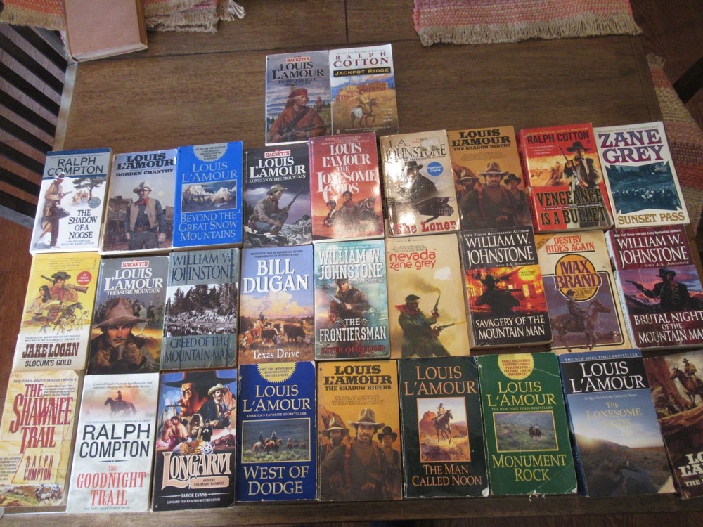 Old Western Paperback Books Lot of 29 Lamour Compton Johnstone etc Some Vintage