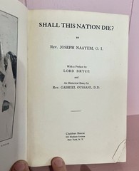 Shall This Nation Die? By Joseph Naayem-1921 Edition Antique Book