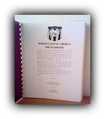 Vintage Borzoi Club of America 1990 Yearbook [BCOA Spiral Bound Book]