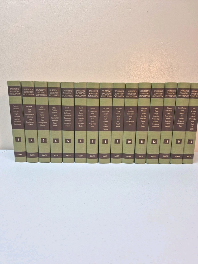 Spurgeon’s Expository Encyclopedia Complete 15 Volume Set Reference Green HC EUC