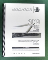 2019 Can-Am Commander MAX 800R Owner’s Manual: 179 Pages & Protective Covers