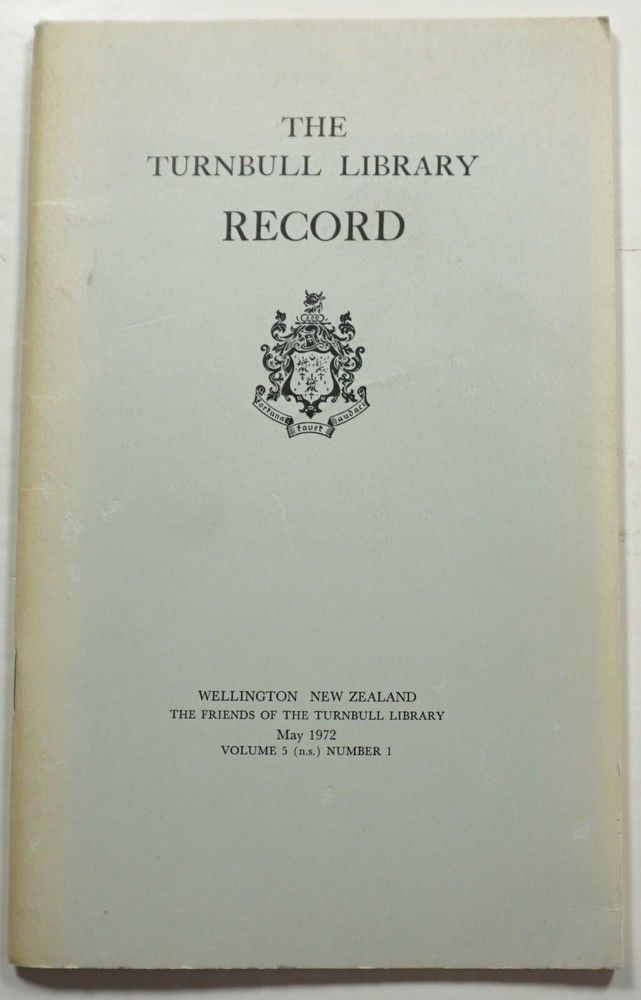 The Turnbull Library Record 5/72 New Zealand History Katherine Mansfield