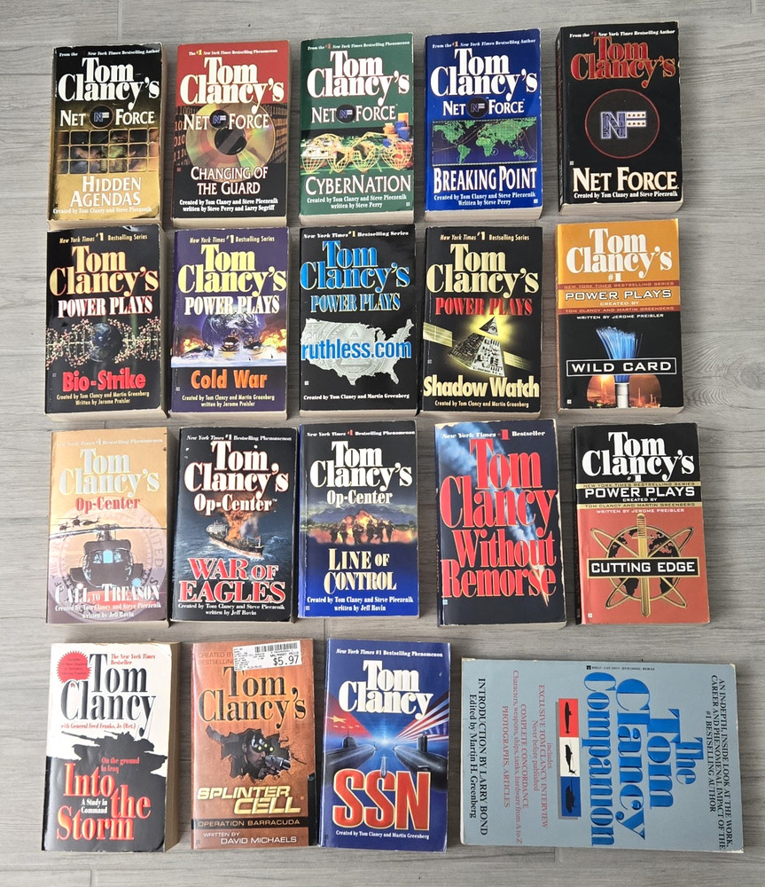 Tom Clancy Net Force Power Play Op-Center Lot of 19 paperback books as shown