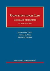 Constitutional Law, Cases and – Hardcover, by Varat Jonathan; Amar – Very Good d