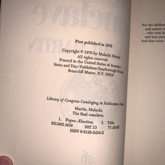 Malachi Martin | The Final Conclave | HC w/ DJ | 1st edition | 1978