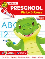 School Zone – Preschool Write & Reuse Workbook – Ages 3 to 5, Alphab – VERY GOOD