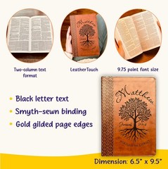 Personalized KJV Study Bible, Rooted in Christ Tree Design, Custom Name Engraved
