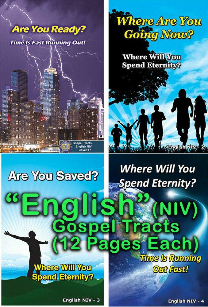 Bible, Gospel English Tracts(NIV) in 4 Covers, Pack of 40, 12 Pages Each
