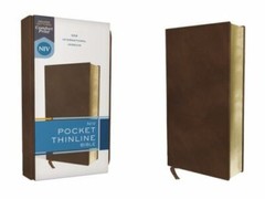 NIV Pocket Thinline Bible, Leathersoft, Brown, Red Letter, Comfort Print – Zonde