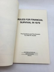 1979 Rules for Financial Survival By Julian M. Snyder
