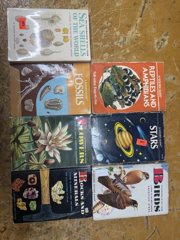 Golden Guide Nature Books Lot of 7 Birds Stars Fossils Rocks Shells Flowers