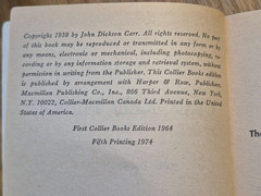 The Crooked Hinge: Carr, John Dickson. Collier Books 5th Printing 1974