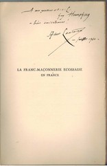 Lantoine, Albert LA FRANC-MAÇONNERIE ECOSSAISE EN FRANCE SC 1930 Limited Signed