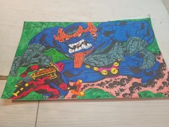 (1) Pre-owned 14 Colored Pages From Deadpool Coloring Book.