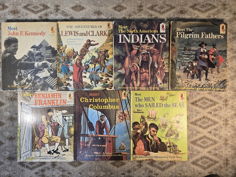 Lot of 7 Vintage 1960’s Step Up Children Educational Hardcover Books, Explorers