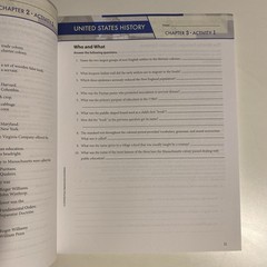 BJU Press United States History Student Activity & Answer Key No Writing