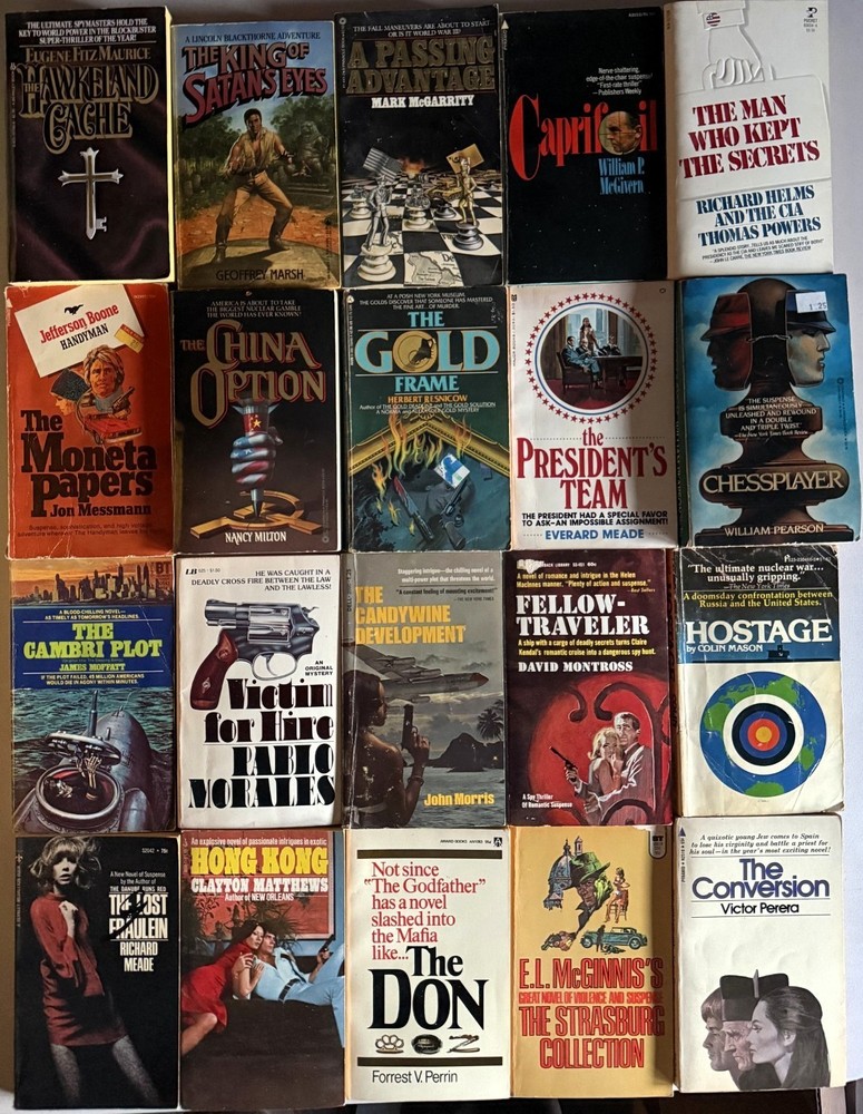 lot of 20 VINTAGE PAPERBACKS – action thriller espionage mystery Lot#10