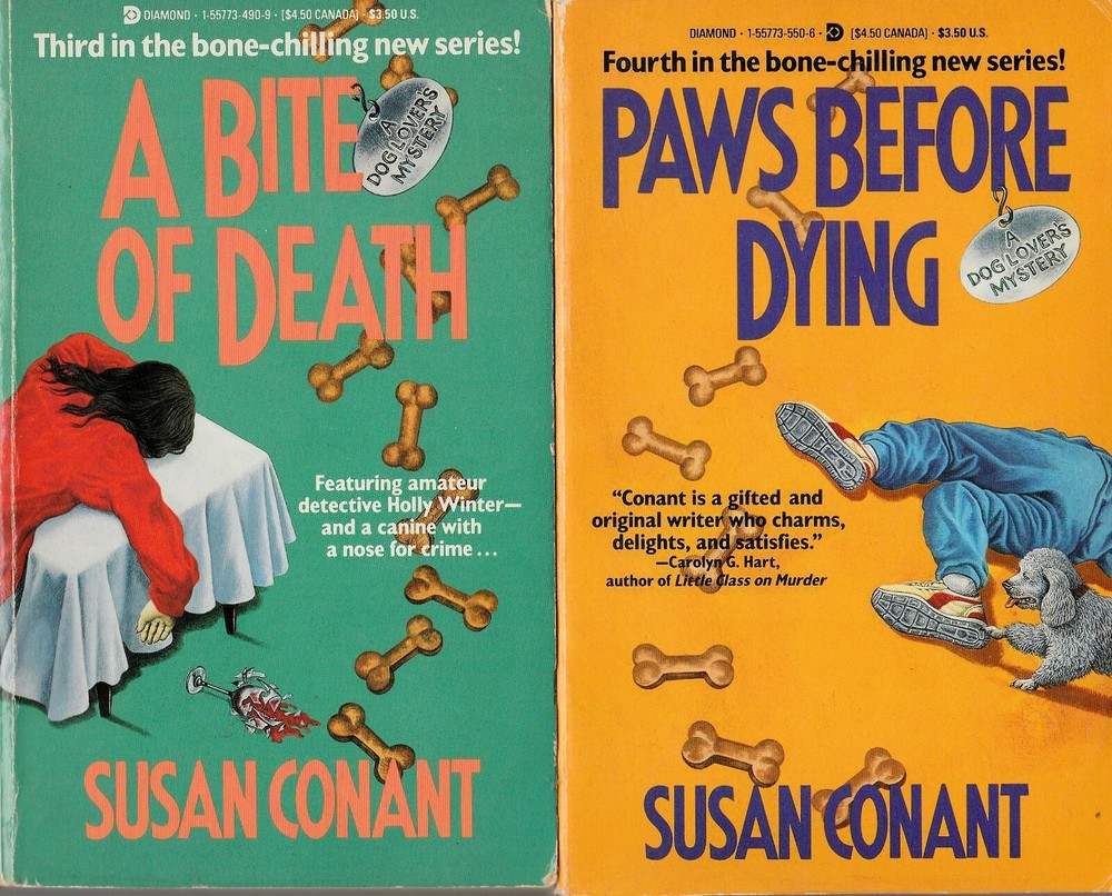 Paws Before Dying & A Bite of Death, by Susan Conant (2 MM PBs) Dog Lover Myster