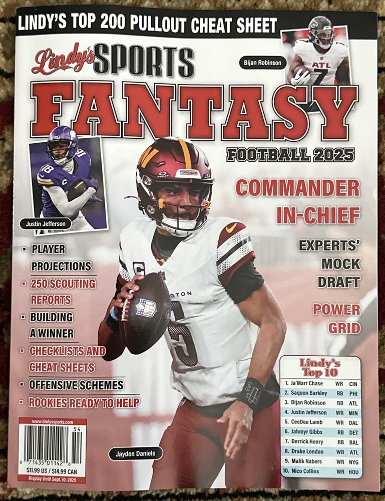 Lindys Sports Fantasy Football 2025 Magazine Jayden Daniel’s