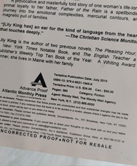 Lily King Father of the Rain 2010 UNCORRECTED PROOF Advance Reading Copy ARC