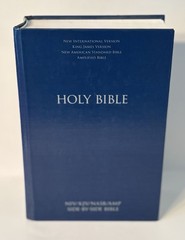 Zondervan NIV KJV NASB AMP Side By Side Bible Blue 9.5″ Tall x 6.5″ W Holy Bible