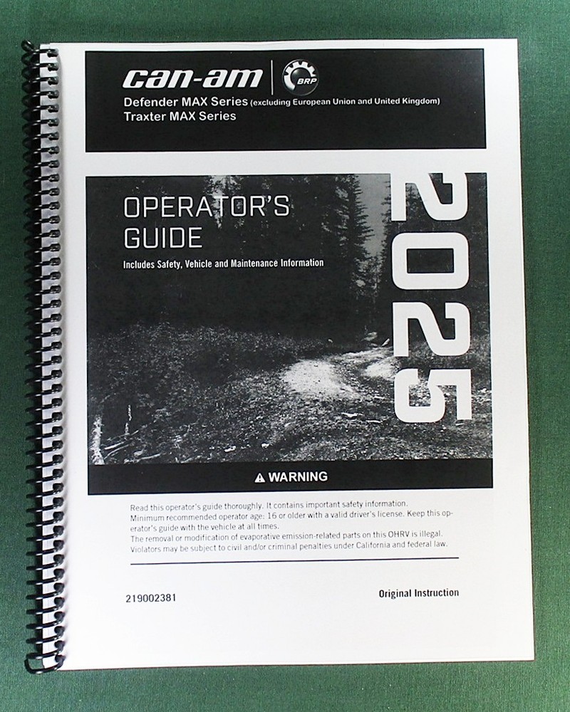 2025 Can-Am Defender MAX DPS HD10 Owner’s Manual: 260 Pages & Protective Covers!