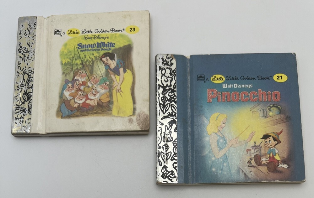 Little Little Golden Books Mini, Lot Of 2 Pinocchio Snow White 2.75 x 2.75in