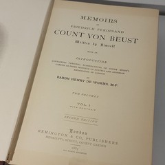 Memoirs of Count Beust Baron de Worms Reminton Volumes 1 & 2 Hardcover Set