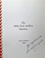 196th Field Artillery Battalion by Donald Zinngrabe 1998 Signed 2nd Ed. 84 pages