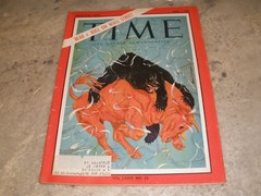 VINTAGE TIME MAGAZINE BEAR V BULL ON WALL STREET JUNE 1 1962