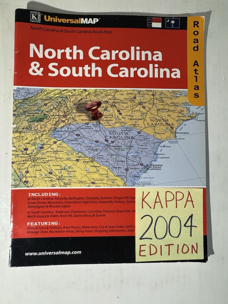 North & South Carolina Road Atlas 2004 Kappa Street Guide NC SC Universal Map