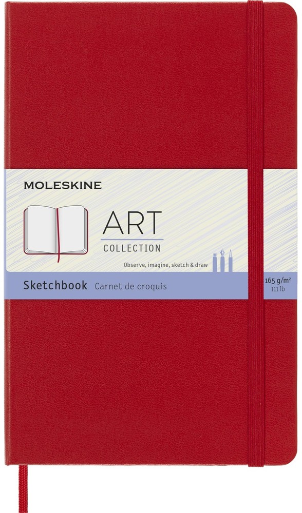 Moleskine Art Sketchbook Large Hardcover Scarlet Red 104 Pages Blank Notebook