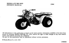 1984 Honda ATC200ES Big Red Owner’s Manual 74 Pages