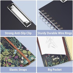 Spiral Clipboard Folio with Refillable Lined Notepad, 14.5 x 9.8 in,