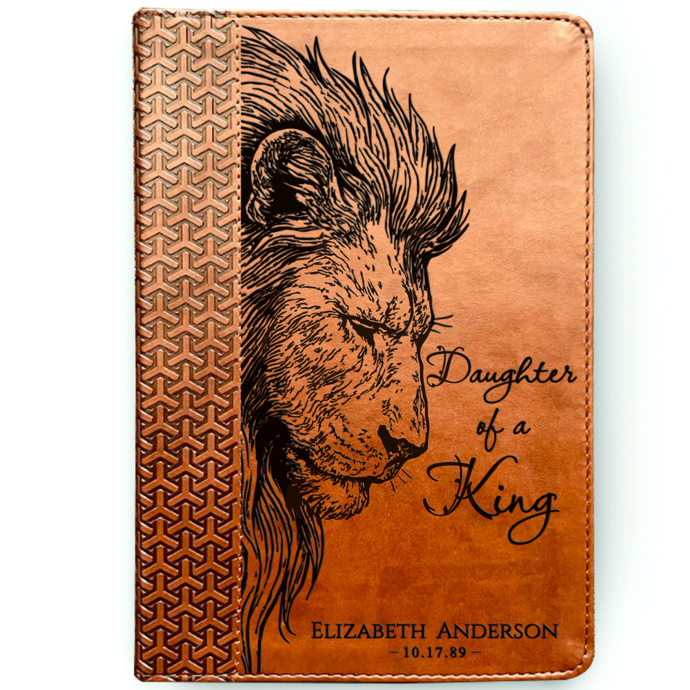 Personalized KJV Study Bible, Daughter of a King Lion Design, Name Engraved