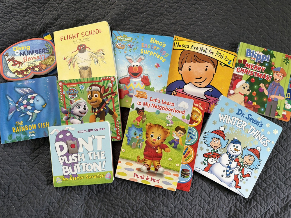 Lot 10 Kids Board Books Baby Toddler Preschool Daycare Storytime Set