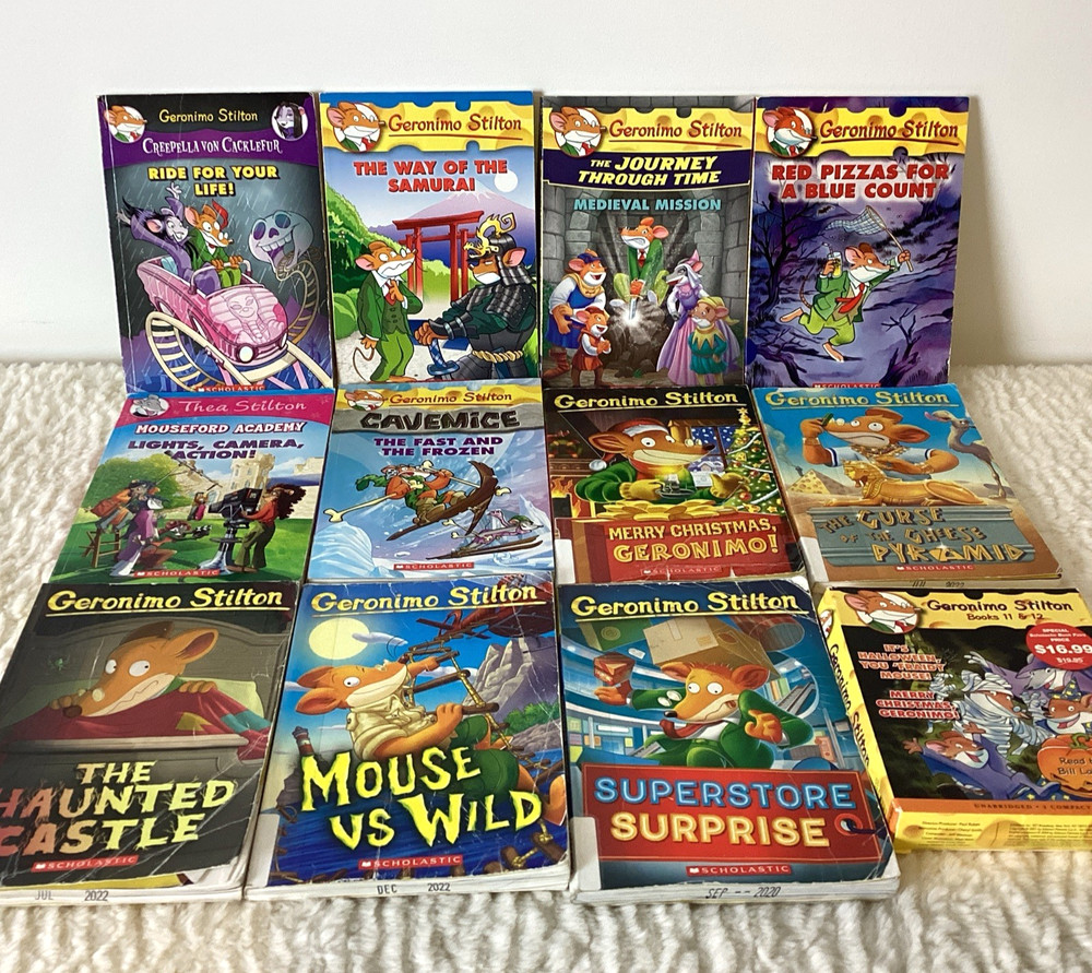 Geronimo Thea Stilton Books Lot of 11 Ages 7-12 Illustrated Adventure + 2 Audio