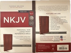 SNAP CLOSURE NKJV LARGE PRINT(10.5pt) Personal Size Brown Leathersoft Bible