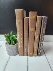 Brown Staging Books: Earthy Decor Objects, Real Hardbacks- Set of 5