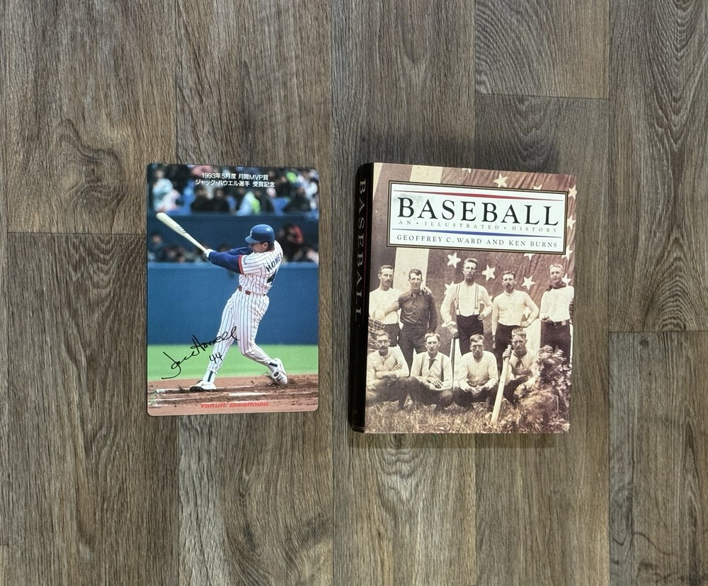 Vintage Baseball Books by Geoffrey C Ward and Ken Burns and Signed Card By Howel
