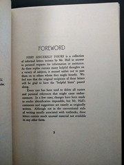 VERY SINCERELY YOURS. Manly P. Hall. First Edition (Letters to Students) HCDJ