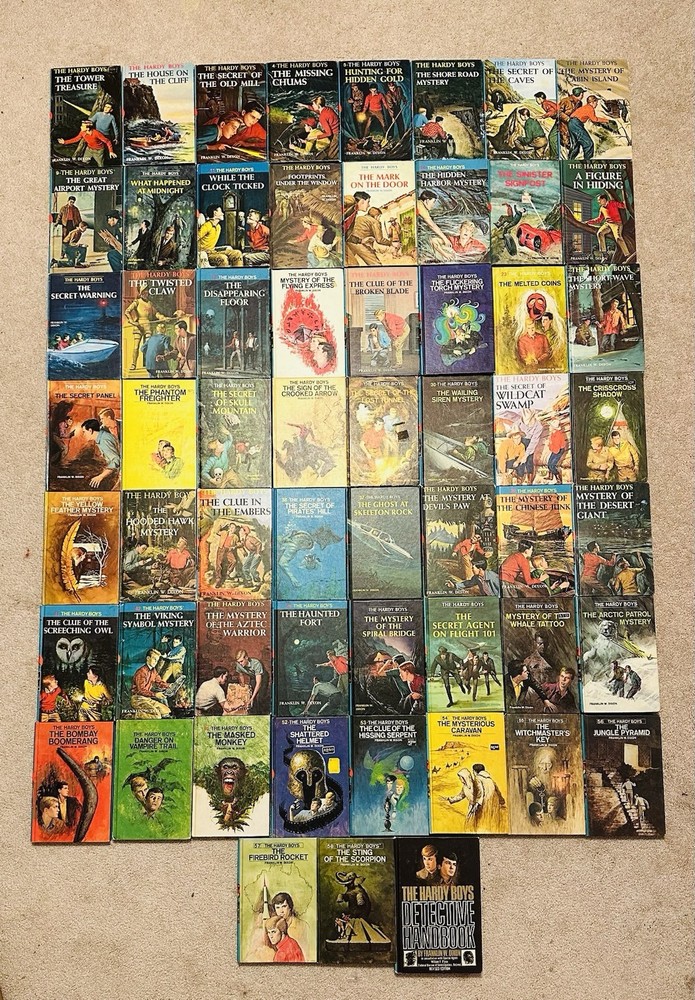 COMPLETE Set Vintage Hardy Boys Series Matte HC 1-58 + Handbook Grosset Dunlap