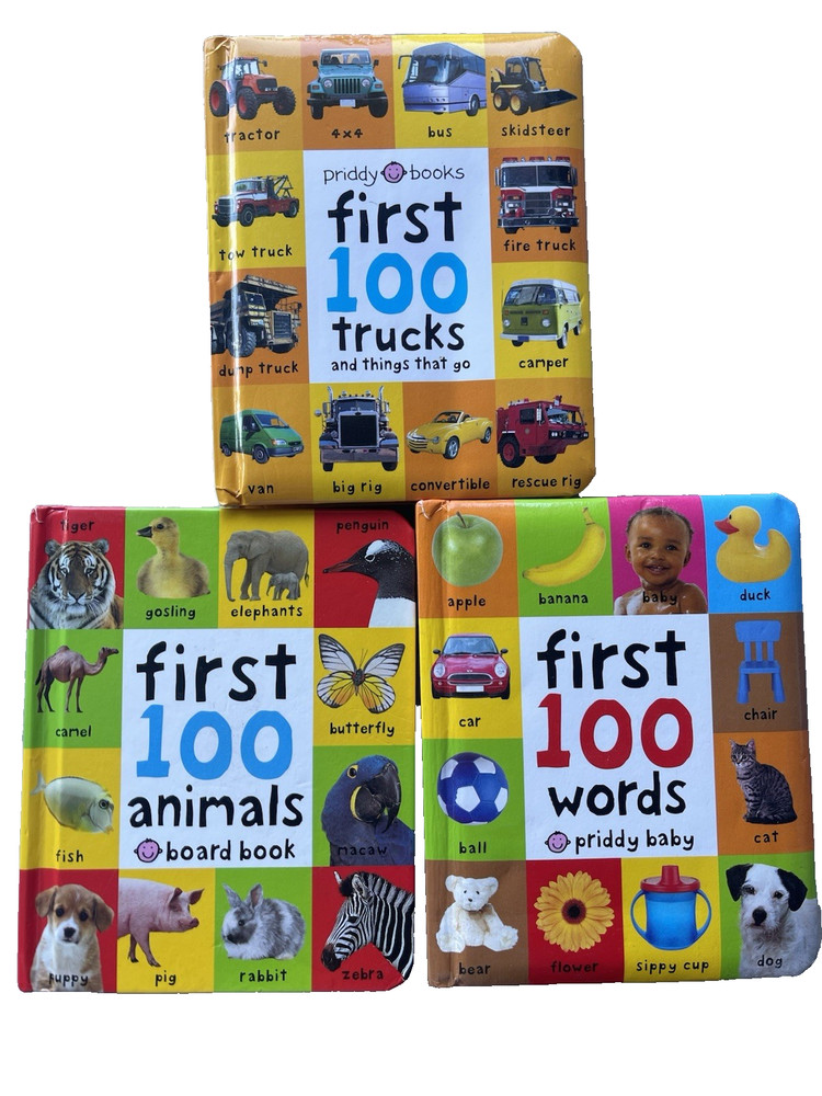 First 100 Animals trucks First 100 Words Board Books Lot of 3 Priddy